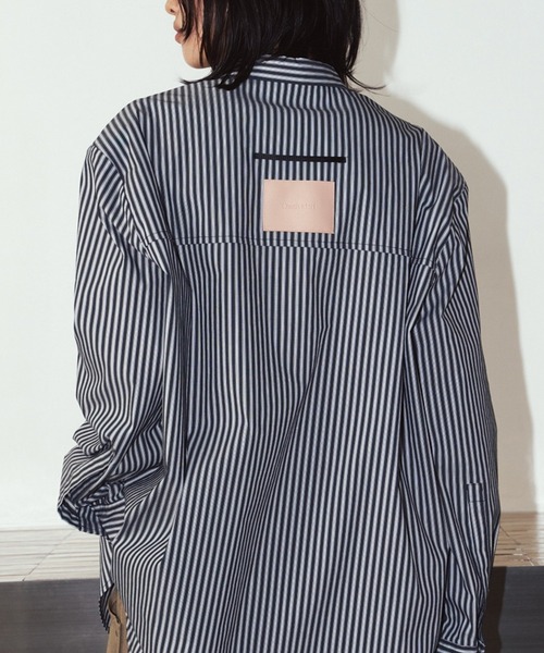 Knuth Marf(クヌースマーフ)の「【Knuth Marf】label over shirt KM26EAN01(シャツ/ブラウス・レディース・イエロー/ブラック/ブルー・FREE)」の1枚目の写真