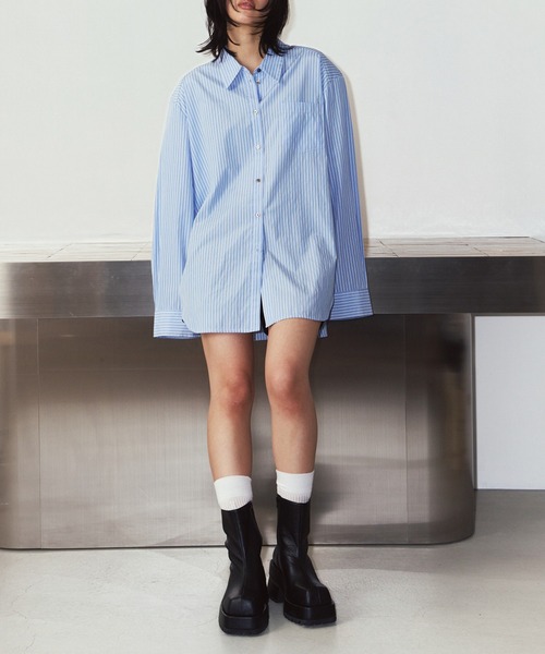Knuth Marf(クヌースマーフ)の「【Knuth Marf】label over shirt KM26EAN01(シャツ/ブラウス・レディース・イエロー/ブラック/ブルー・FREE)」の19枚目の写真