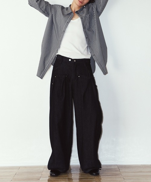 Knuth Marf(クヌースマーフ)の「【Knuth Marf】label over shirt KM26EAN01(シャツ/ブラウス・レディース・イエロー/ブラック/ブルー・FREE)」の16枚目の写真