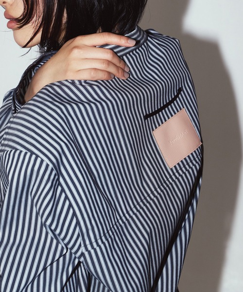 Knuth Marf(クヌースマーフ)の「【Knuth Marf】label over shirt KM26EAN01(シャツ/ブラウス・レディース・イエロー/ブラック/ブルー・FREE)」の6枚目の写真