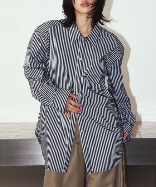 Knuth Marf(クヌースマーフ)の「【Knuth Marf】label over shirt KM26EAN01(シャツ/ブラウス・レディース・イエロー/ブラック/ブルー・FREE)」の5枚目の写真