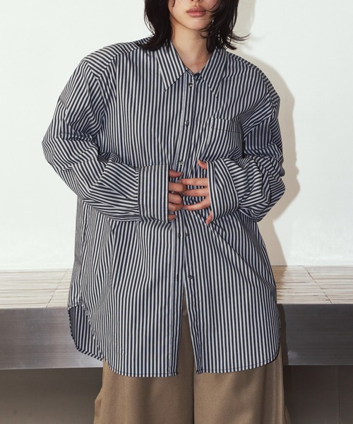 Knuth Marf(クヌースマーフ)の「【Knuth Marf】label over shirt KM26EAN01(シャツ/ブラウス・レディース・イエロー/ブラック/ブルー・FREE)」の9枚目の写真