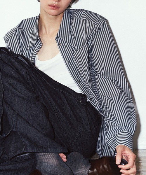 Knuth Marf(クヌースマーフ)の「【Knuth Marf】label over shirt KM26EAN01(シャツ/ブラウス・レディース・イエロー/ブラック/ブルー・FREE)」の15枚目の写真