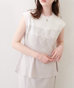 セール】レース切替ペプラムTOPS（シャツ/ブラウス）｜natural couture 