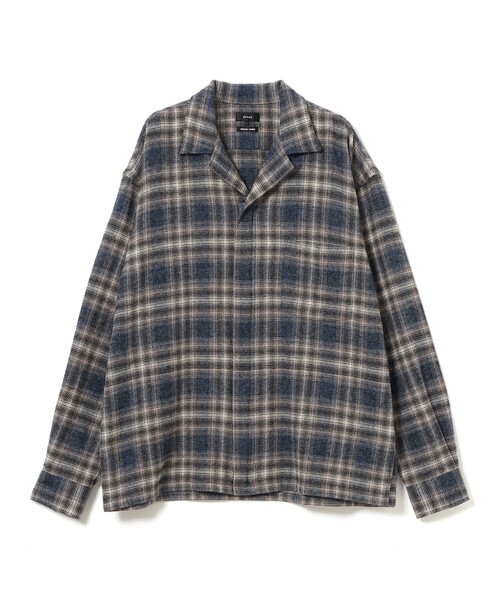 BEAMS（ビームス）の「ネル ジップ オープンカラーシャツ（シャツ/ブラウス・メンズ・チャコールグレー/ネイビー・XL/S/L/M）」の2枚目の写真