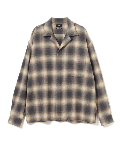 BEAMS（ビームス）の「ネル ジップ オープンカラーシャツ（シャツ/ブラウス・メンズ・チャコールグレー/ネイビー・XL/S/L/M）」の3枚目の写真