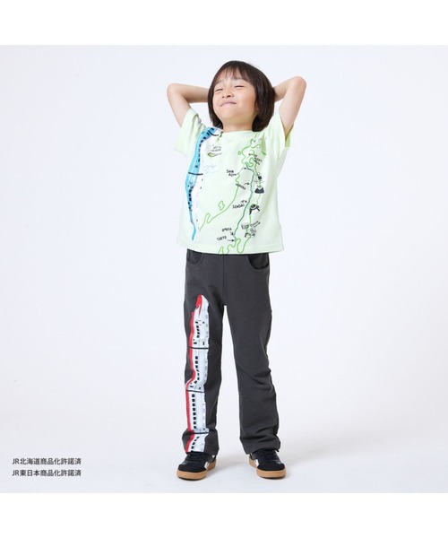 Fluffy BROTHERS（フラッフィーブラザーズ）の「【JRの電車】連結プリントTシャツ（Tシャツ/カットソー・キッズ・ライトグリーン/オートミール・80/120/110/100/90/130）」の4枚目の写真