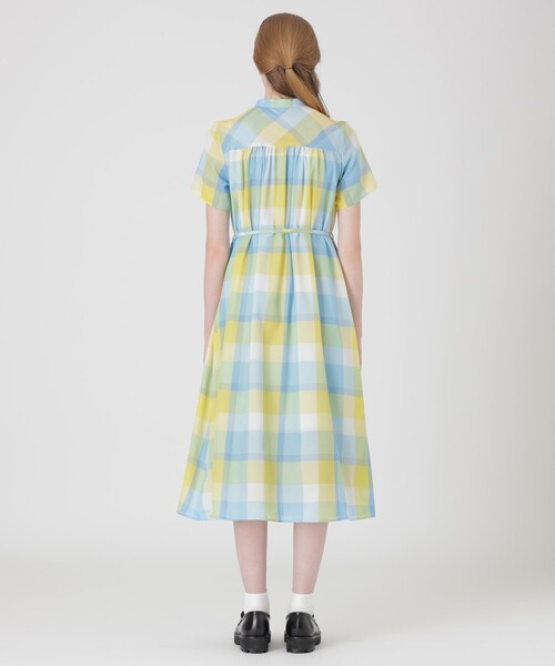 BLUE LABEL CRESTBRIDGE(ブルーレーベルクレストブリッジ)の「【一部店舗限定】クレストブリッジチェックカラミクロスドレス(ワンピース・レディース・ワイン/イエロー系その他2・36/38/40)」の16枚目の写真