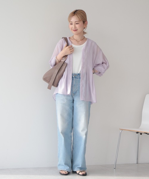 AMERICAN HOLIC(アメリカンホリック)の「ウエストタックシアーストライプシャツ(シャツ/ブラウス・レディース・オフホワイト/ブラック/ピンク・FREE)」の19枚目の写真
