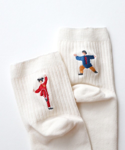 KIVISDOU(キビスドウ)の「カンフー刺繍 ショートソックス2P(ソックス/靴下・レディース・A・S)」の6枚目の写真