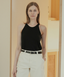 Summer Linen Blend Deep Armhole Sleeveless (black)