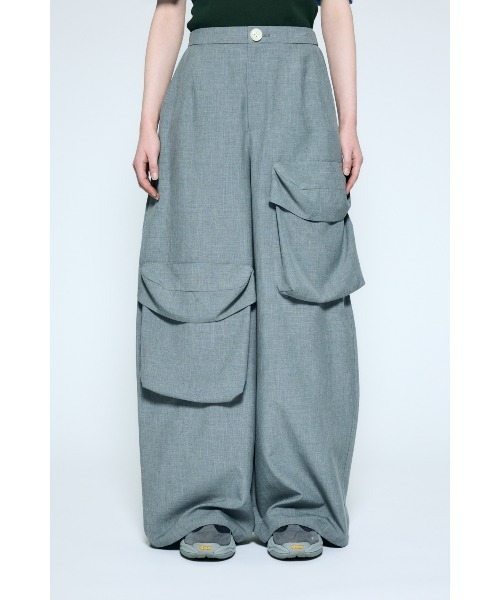 nagonstans(ナゴンスタンス)の「pebble pocket wide pants(カーゴパンツ・レディース・杢グレー・MEDIUM/SMALL)」の2枚目の写真