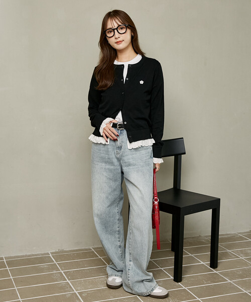 MARY QUANT(マリークワント)の「MARY QUANT × PUBLUX/マリークワント 別注 レース ドッキング ワンポイント ニット カーディガン 限定展開(カーディガン/ボレロ・レディース・ネイビー/グレー/ブラック・フリ-)」の7枚目の写真
