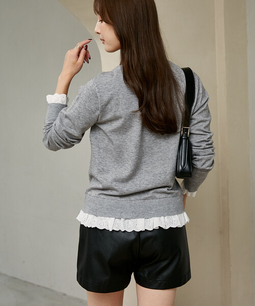 MARY QUANT(マリークワント)の「MARY QUANT × PUBLUX/マリークワント 別注 レース ドッキング ワンポイント ニット カーディガン 限定展開(カーディガン/ボレロ・レディース・ネイビー/グレー/ブラック・フリ-)」の22枚目の写真
