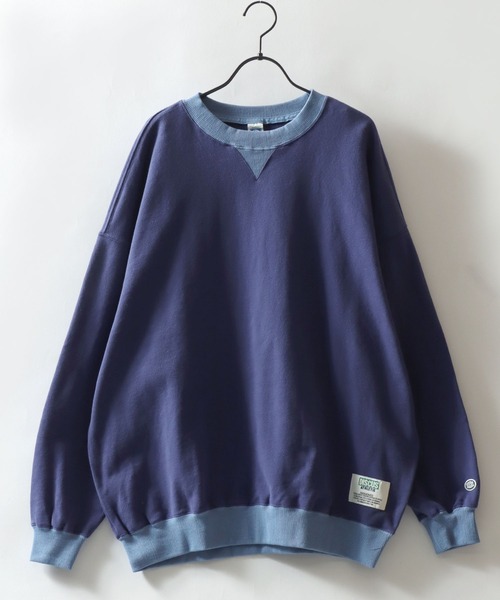 DISCUS(ディスカス)の「DISCUS/ディスカス 裏毛 ヴィンテージライク 配色 ビッグシルエット ワンポイント刺繍 トレーナー スウェット レディース メンズ(スウェット・レディース・ブラック/オートミール/グリーン/ネイビー・M/L)」の11枚目の写真