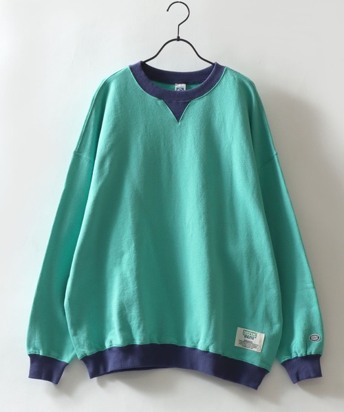 DISCUS(ディスカス)の「DISCUS/ディスカス 裏毛 ヴィンテージライク 配色 ビッグシルエット ワンポイント刺繍 トレーナー スウェット レディース メンズ(スウェット・レディース・ブラック/オートミール/グリーン/ネイビー・M/L)」の12枚目の写真