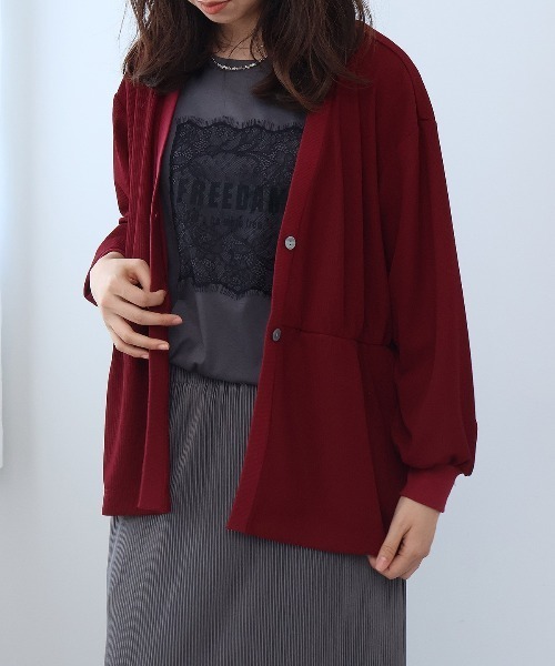 leswel(レスウェル)の「【M~5L】ミニテレコブラウスカーディガン(カーディガン/ボレロ・レディース・ブラウン/レッド/ブラック・4L/M/5L/L/3L/LL)」の10枚目の写真