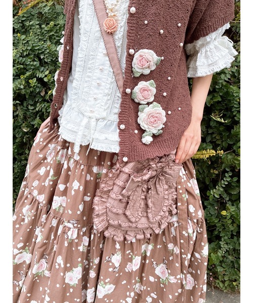 PINK HOUSE(ピンクハウス)の「Rose Pearlモチーフ使いニットカーディガン(カーディガン/ボレロ・レディース・チョコ/アイボリー/ブラック/スカイブルー・フリー)」の18枚目の写真
