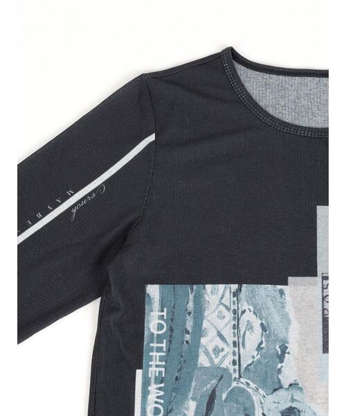 :ETHROF(イーサオブ)の「GRAPHIC PRINT SHEER TOPS(Tシャツ/カットソー・レディース・オフホワイト/ピンク系その他2/ブラック・MEDIUM)」の6枚目の写真