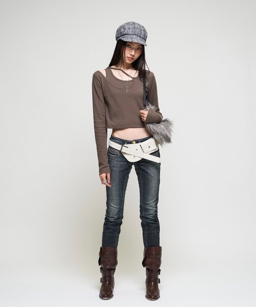 WHO'S WHO gallery(フーズフーギャラリー)の「【WEB限定】レイヤードデザイントップス(Tシャツ/カットソー・レディース・ブラック/パープル/カーキ・FREE)」の16枚目の写真