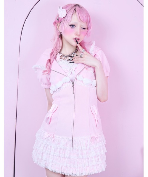 AVENCHUMU(アバンチュウム)の「I'm Angel cake zip foodie one piece(ワンピース・レディース・ブラック×ピンク/ピンク/ブラック・XS/FREE)」の1枚目の写真