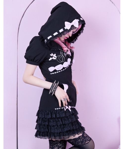AVENCHUMU(アバンチュウム)の「I'm Angel cake zip foodie one piece(ワンピース・レディース・ブラック×ピンク/ピンク/ブラック・XS/FREE)」の20枚目の写真