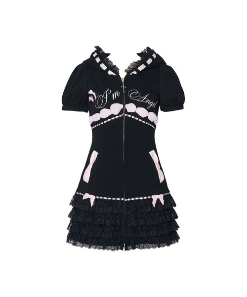 AVENCHUMU(アバンチュウム)の「I'm Angel cake zip foodie one piece(ワンピース・レディース・ブラック×ピンク/ピンク/ブラック・XS/FREE)」の14枚目の写真