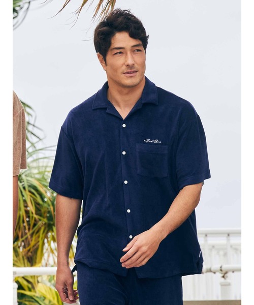 RadBlue(ラッドブルー)の「プレミアムパイルオープンカラーシャツ(シャツ/ブラウス・メンズ・ブルー/ベージュ/ネイビー/ホワイト/ライトグレー/スミクロ・M/S/L/XL)」の1枚目の写真