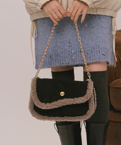 loin nuit(ロワンニュイ)の「boa hand bag / ボアハンドバッグ(ハンドバッグ・レディース・ブラウン/ブラック・FREE)」の5枚目の写真