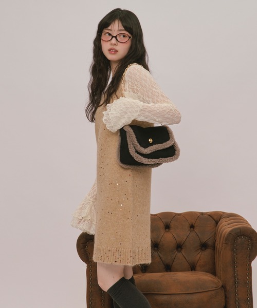 loin nuit(ロワンニュイ)の「boa hand bag / ボアハンドバッグ(ハンドバッグ・レディース・ブラウン/ブラック・FREE)」の9枚目の写真