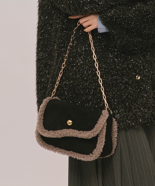 loin nuit(ロワンニュイ)の「boa hand bag / ボアハンドバッグ(ハンドバッグ・レディース・ブラウン/ブラック・FREE)」の6枚目の写真