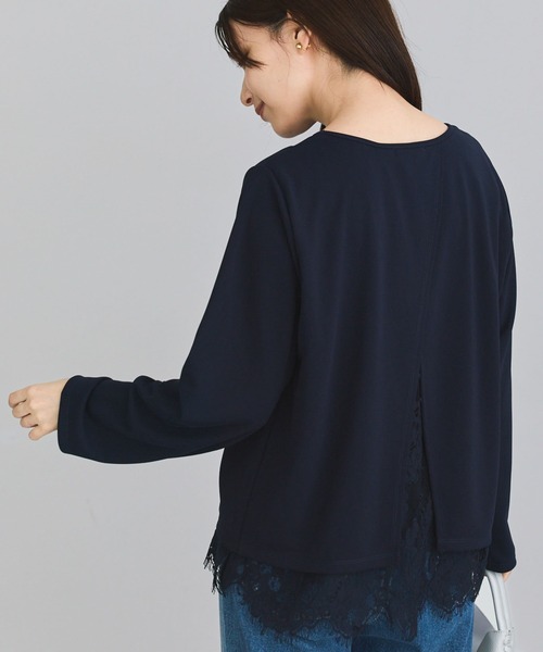 Green Parks(グリーンパークス)の「バックスリットレースプルオーバー(Tシャツ/カットソー・レディース・ブラック/ベージュ/ネイビー/ホワイト系その他2・FREE)」の1枚目の写真