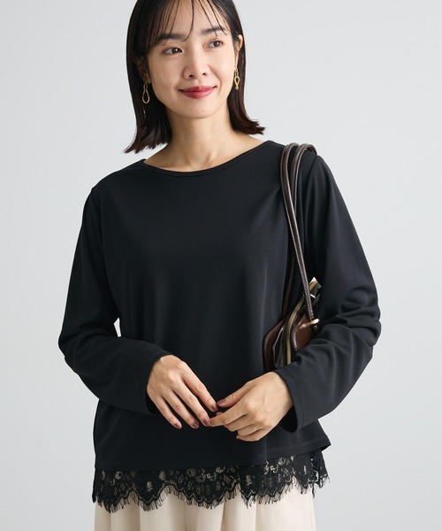 Green Parks(グリーンパークス)の「バックスリットレースプルオーバー(Tシャツ/カットソー・レディース・ブラック/ベージュ/ネイビー/ホワイト系その他2・FREE)」の3枚目の写真
