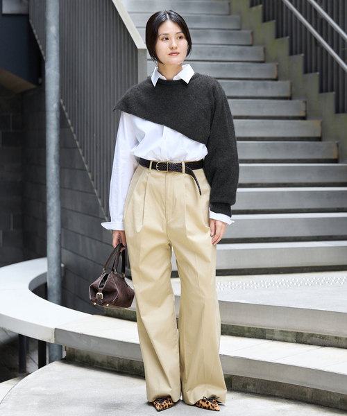enrica（エンリカ）の「enrica/エンリカ LAYERED KNIT ニット KNIT296（ニット/セーター・レディース・ウッド/チャコールグレー・FREE）」の3枚目の写真