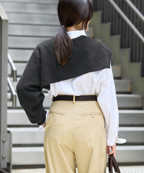 enrica（エンリカ）の「enrica/エンリカ LAYERED KNIT ニット KNIT296（ニット/セーター・レディース・ウッド/チャコールグレー・FREE）」の6枚目の写真