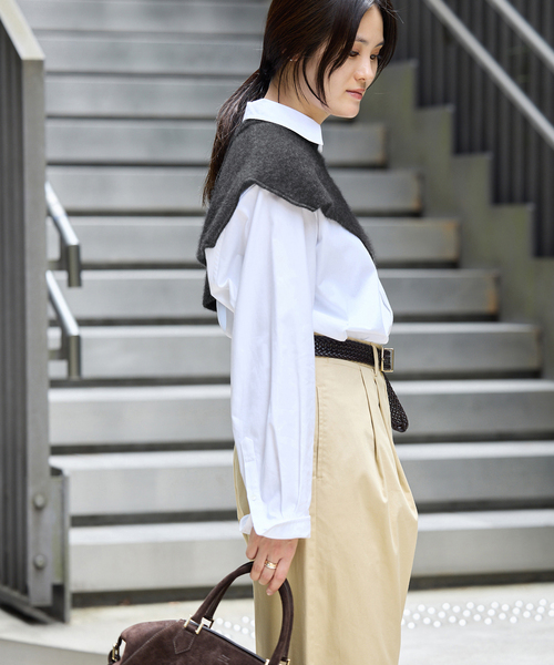 enrica（エンリカ）の「enrica/エンリカ LAYERED KNIT ニット KNIT296（ニット/セーター・レディース・ウッド/チャコールグレー・FREE）」の7枚目の写真