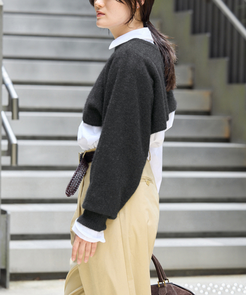 enrica（エンリカ）の「enrica/エンリカ LAYERED KNIT ニット KNIT296（ニット/セーター・レディース・ウッド/チャコールグレー・FREE）」の8枚目の写真