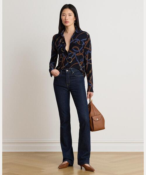 LAUREN RALPH LAUREN(ローレン ラルフ ローレン)の「ベルティングプリント ストレッチ ジャージー シャツ(シャツ/ブラウス・レディース・ネイビー系1・L/XS/S/M)」の3枚目の写真