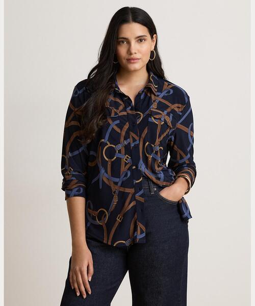 LAUREN RALPH LAUREN(ローレン ラルフ ローレン)の「ベルティングプリント ストレッチ ジャージー シャツ(シャツ/ブラウス・レディース・ネイビー系1・L/XS/S/M)」の6枚目の写真