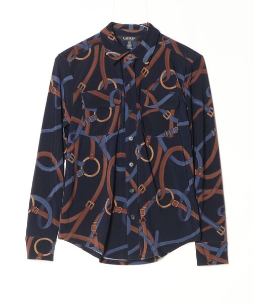 LAUREN RALPH LAUREN(ローレン ラルフ ローレン)の「ベルティングプリント ストレッチ ジャージー シャツ(シャツ/ブラウス・レディース・ネイビー系1・L/XS/S/M)」の8枚目の写真