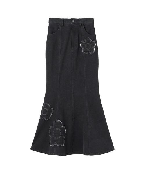 MARY QUANT(マリークワント)の「デイジーパッチデニムマーメイド スカート(デニムスカート・レディース・ブラック/ブルー・M)」の3枚目の写真