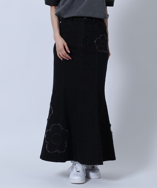 MARY QUANT(マリークワント)の「デイジーパッチデニムマーメイド スカート(デニムスカート・レディース・ブラック/ブルー・M)」の6枚目の写真