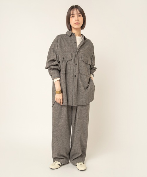 RNA-N(アールエヌエーエヌ)の「B2994 Wカシミヤツイードシャツ(シャツ/ブラウス・レディース・チャコール/トップグレー/グレー・FREE)」の9枚目の写真
