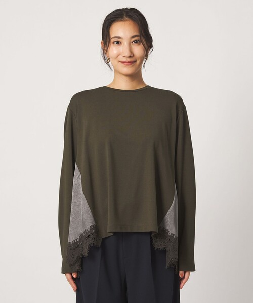 A DAY IN THE LIFE UNITED ARROWS(アデイインザライフユナイテッドアローズ)の「ポンチ×サテン レースフレアカットソー <A DAY IN THE LIFE>(Tシャツ/カットソー・レディース・ブラック/ダークブラウン/ナチュラル・FREE)」の10枚目の写真