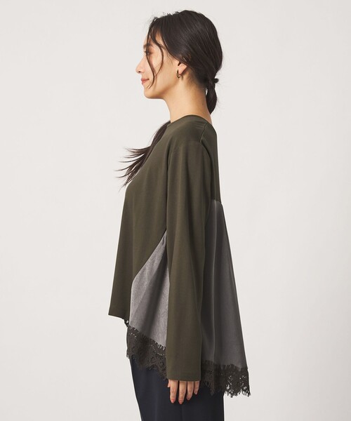 A DAY IN THE LIFE UNITED ARROWS(アデイインザライフユナイテッドアローズ)の「ポンチ×サテン レースフレアカットソー <A DAY IN THE LIFE>(Tシャツ/カットソー・レディース・ブラック/ダークブラウン/ナチュラル・FREE)」の11枚目の写真