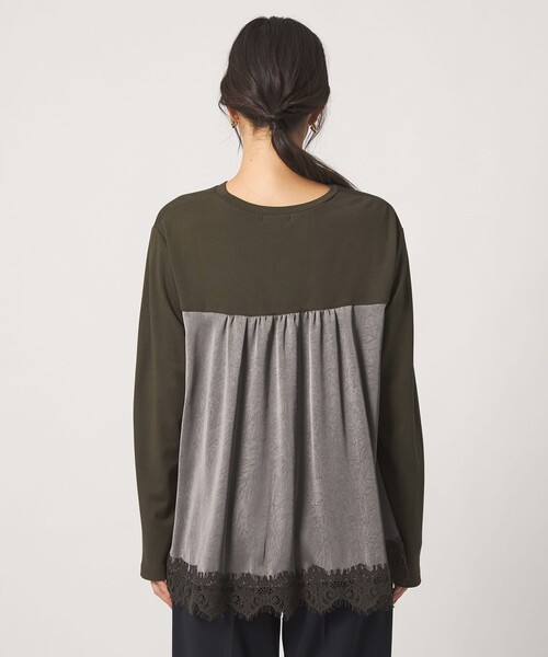 A DAY IN THE LIFE UNITED ARROWS(アデイインザライフユナイテッドアローズ)の「ポンチ×サテン レースフレアカットソー <A DAY IN THE LIFE>(Tシャツ/カットソー・レディース・ブラック/ダークブラウン/ナチュラル・FREE)」の12枚目の写真