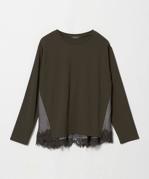 A DAY IN THE LIFE UNITED ARROWS(アデイインザライフユナイテッドアローズ)の「ポンチ×サテン レースフレアカットソー <A DAY IN THE LIFE>(Tシャツ/カットソー・レディース・ブラック/ダークブラウン/ナチュラル・FREE)」の13枚目の写真
