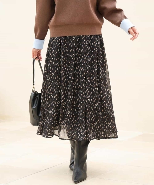 MK MICHEL KLEIN（エムケーミッシェルクラン）の「[洗える]ニュアンスレオパード柄シフォンスカート（スカート・レディース・ベージュ/ブラック・38）」の5枚目の写真