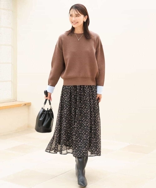 MK MICHEL KLEIN（エムケーミッシェルクラン）の「[洗える]ニュアンスレオパード柄シフォンスカート（スカート・レディース・ベージュ/ブラック・38）」の7枚目の写真