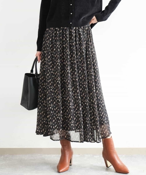MK MICHEL KLEIN（エムケーミッシェルクラン）の「[洗える]ニュアンスレオパード柄シフォンスカート（スカート・レディース・ベージュ/ブラック・38）」の8枚目の写真